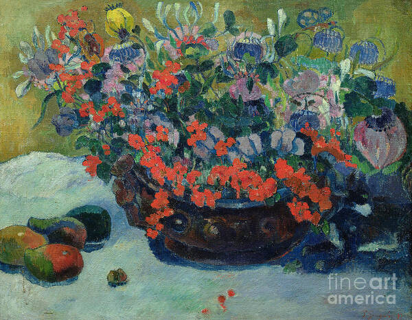 Bouquet Poster featuring the painting Bouquet of Flowers by Paul Gauguin