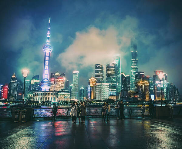Asia Poster featuring the photograph Bright Lights of Pudong by Nisah Cheatham