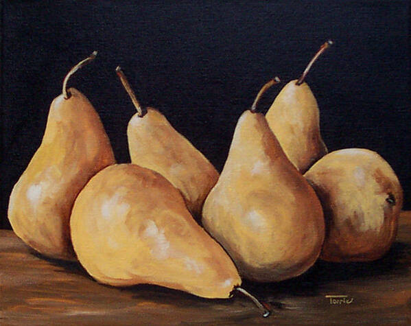 Golden Bosc Pears Poster featuring the painting Bunch Of Bosc Pears by Torrie Smiley
