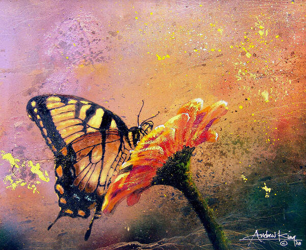 Nature Poster featuring the painting Butterfly by Andrew King