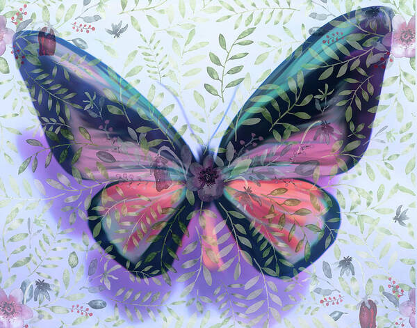 Butterfly Poster featuring the mixed media Butterfly Garden Fantasy by Rosalie Scanlon