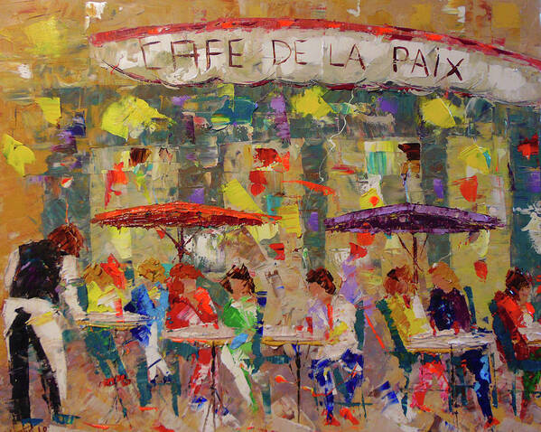 Paris Poster featuring the painting Cafe de la Paix Paris by Frederic Payet