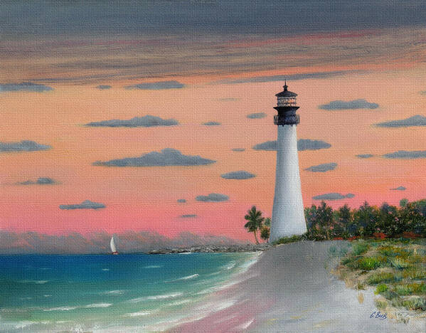 Cape Poster featuring the painting Cape Florida Light by Gordon Beck