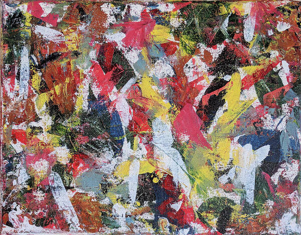 Abstract Poster featuring the painting Cardinals by Trisha Pena