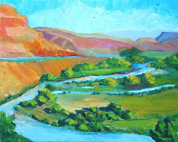 Landscape Poster featuring the painting Chama River near Abiquiu by Marian Berg