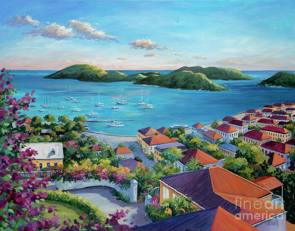 Art Poster featuring the painting Charlotte Amalie Bay by John Clark