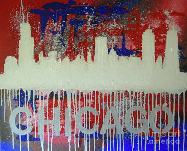 Drip Painting Poster featuring the painting Chicago Drip by Melissa Jacobsen