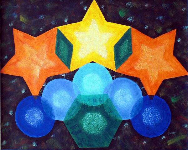 Shapes Poster featuring the painting Circles and stars by Nancy Sisco