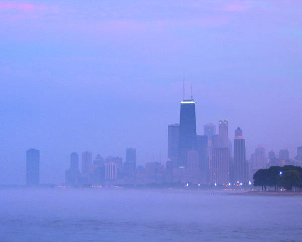 Chicago Poster featuring the photograph City in Purple by Laura Kinker