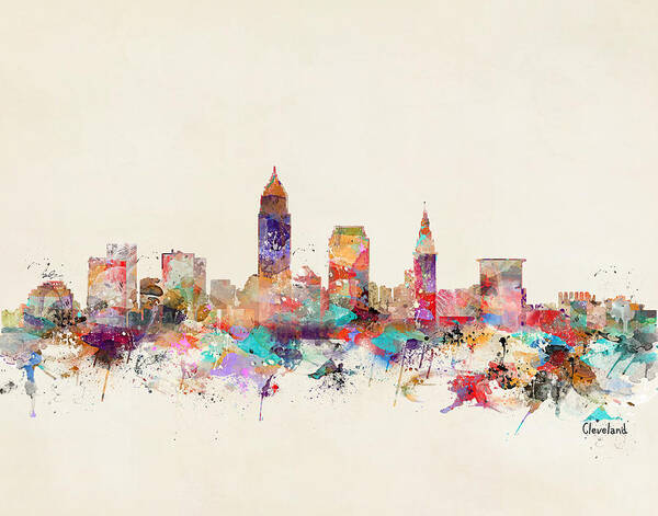 Cleveland Poster featuring the painting Cleveland City Ohio by Bri Buckley