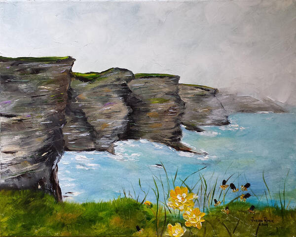 Cliffs Of Moher Poster featuring the painting Cliffs of Moher by Judith Rhue