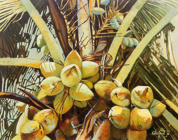 Caribbean Poster featuring the painting Coconuts by Glenford John