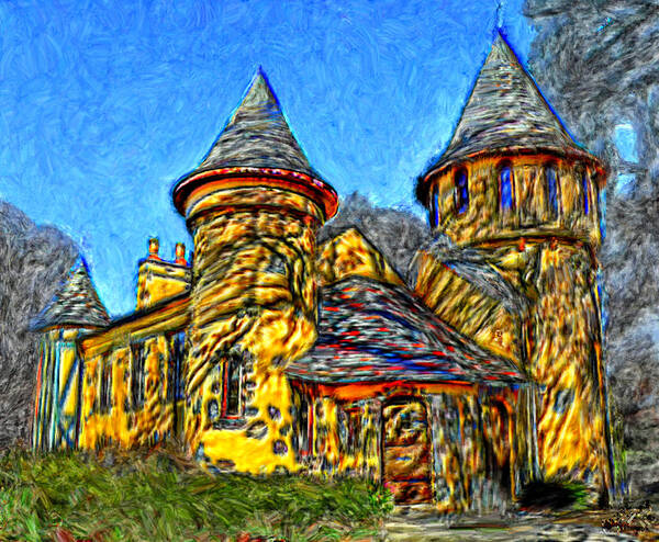 Colorful Poster featuring the painting Colorful Curwood Castle by Bruce Nutting