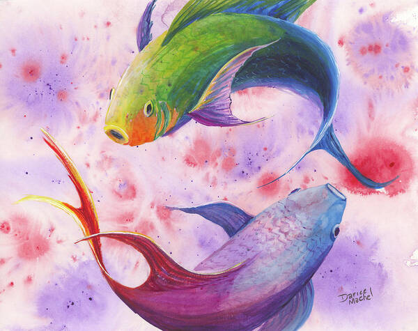 Darice Poster featuring the painting Colorful Koi by Darice Machel McGuire