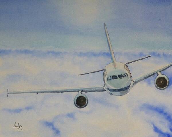 Plane Poster featuring the painting Come Fly With Me.... Plane by Kelly Mills