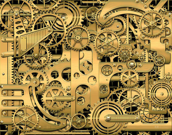 visual Art Pop By Serge Averbukh Poster featuring the photograph Complexity and Complications - Clockwork Gold by Serge Averbukh
