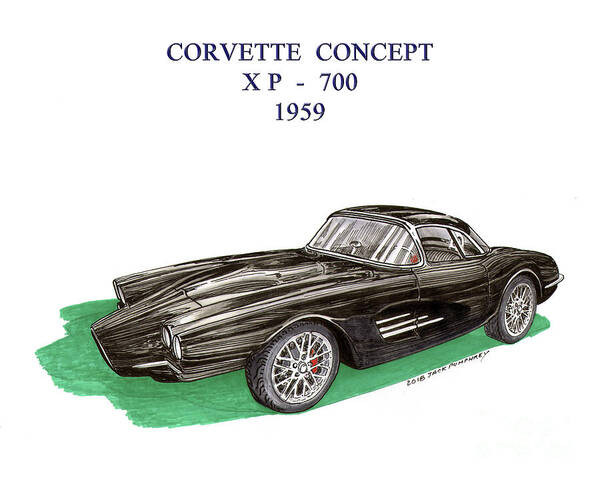  Concept Car Poster featuring the mixed media Corvette Concept XP 700 by Jack Pumphrey