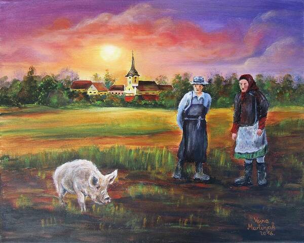 Landscape Poster featuring the painting Country life by Vesna Martinjak