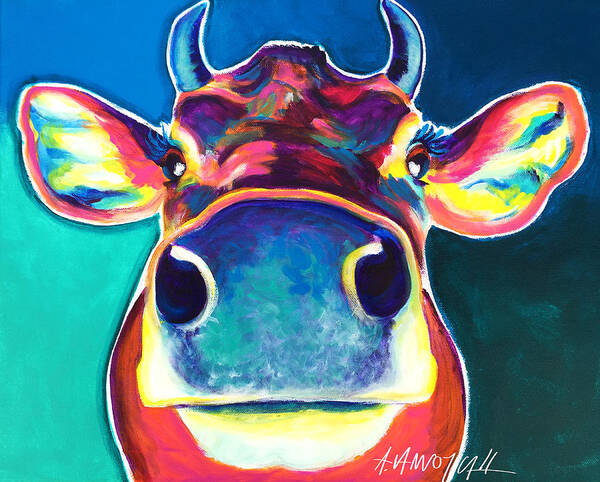 Cow Poster featuring the painting Cow - Fawn by Dawg Painter
