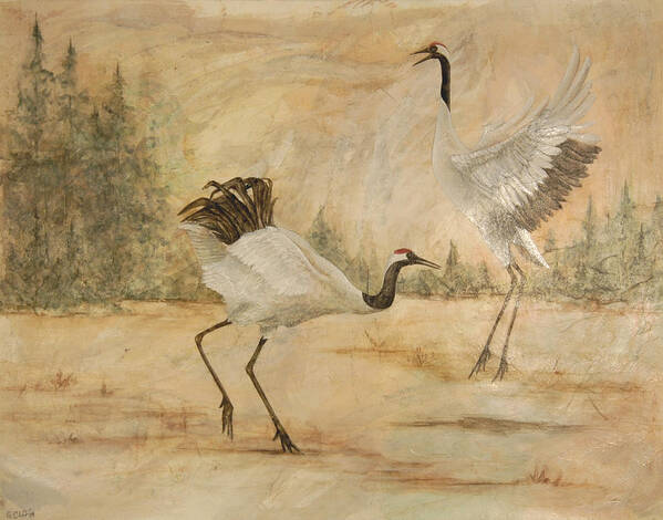 Cranes Poster featuring the painting Cranes 2 by Sandy Clift