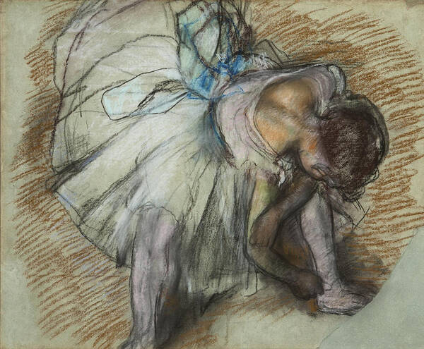 Edgar Degas Poster featuring the painting Dancer Adjusting Her Shoe by Edgar Degas