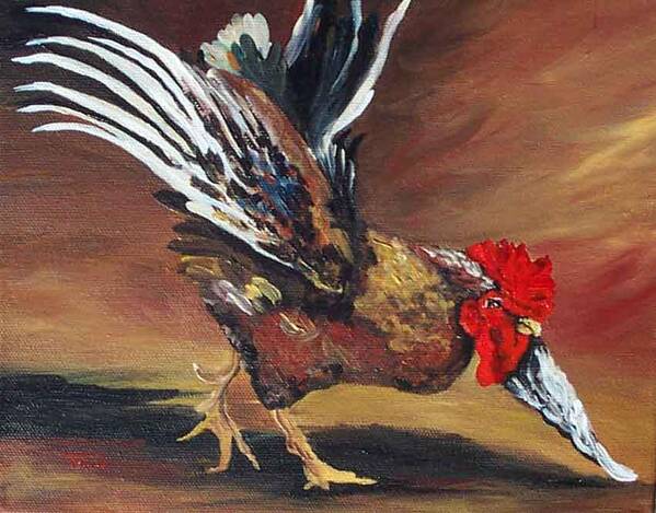 Chicken Poster featuring the painting Dancing Rooster by Torrie Smiley