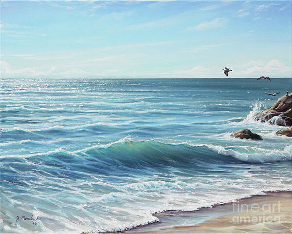 Seascape Poster featuring the painting Deep Blue Sea by Joe Mandrick