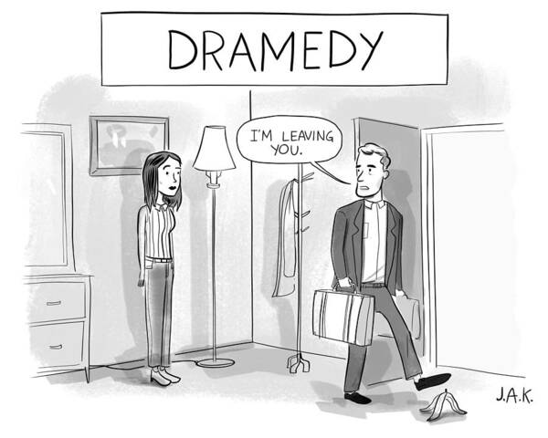 Dramedy Poster featuring the drawing Dramedy by Jason Adam Katzenstein