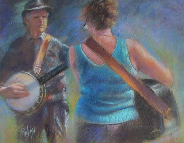 Banjo Player Poster featuring the pastel Duet by Bill Puglisi