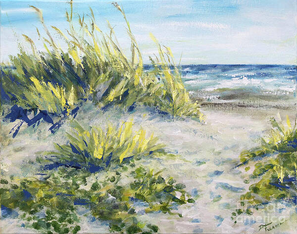 Sea Poster featuring the painting Dunes of Sea Grass by Deborah Ferree