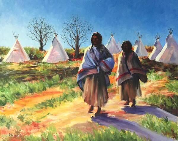 Native American Poster featuring the painting Early Morning 2 by Connie Schaertl