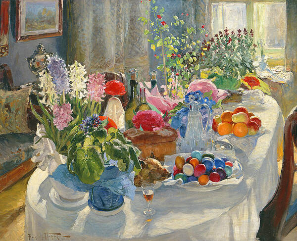 Easter Poster featuring the painting Easter Table by Alexander Vladimirovich Makovsky