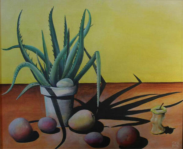  Poster featuring the painting Egg And Aloe by Virginia Bond