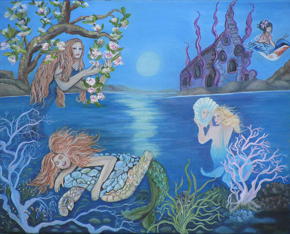 Mermaid Poster featuring the painting Enchanted Estuary by Mikki Alhart
