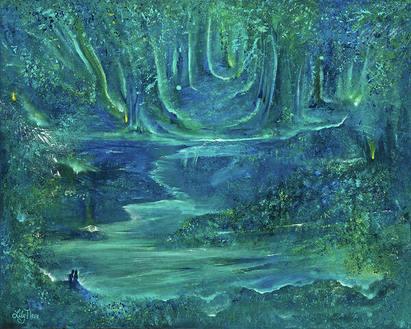 Enchanted Forest Art Poster featuring the painting Enchanted Forest by Lily Nava-Nicholson