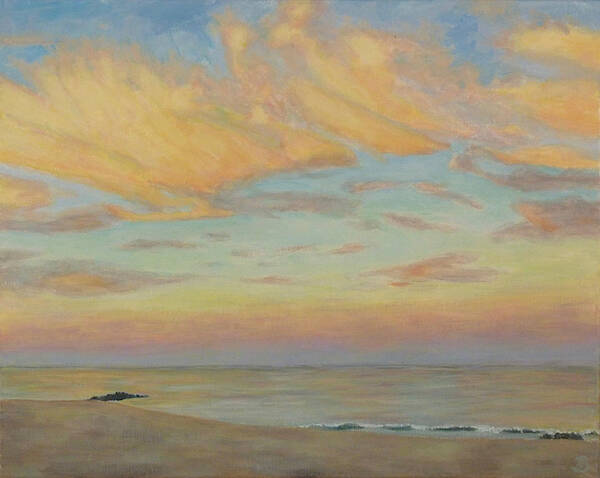 Seascape Poster featuring the painting Evening by Joe Bergholm