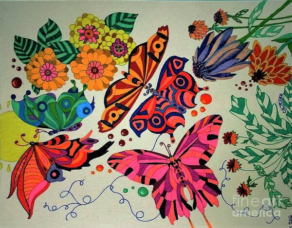 Butterflies Poster featuring the painting Eyes of the Butterflies by Alison Caltrider