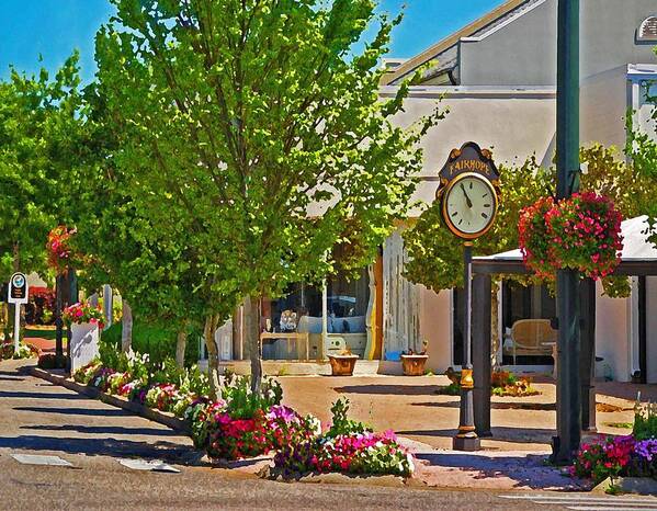 Fairhope Poster featuring the painting Fairhope Ave with Clock looking North up Section Street by Michael Thomas