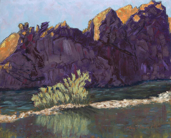 Landscape Poster featuring the painting First Light at Picnic Rock by Mary Benke