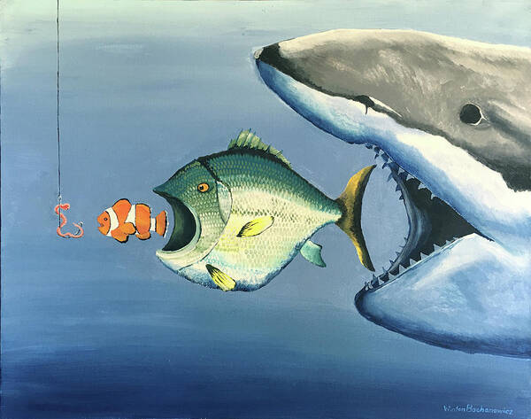 Fish Bait Poster featuring the painting Fish Bait by Winton Bochanowicz