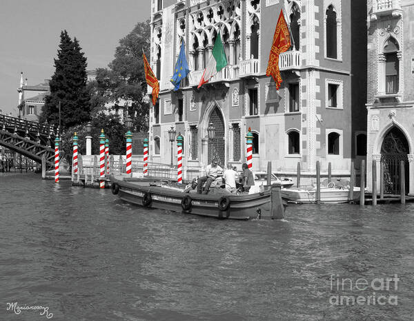 Selective Color Poster featuring the photograph Flag and Poles by Mariarosa Rockefeller
