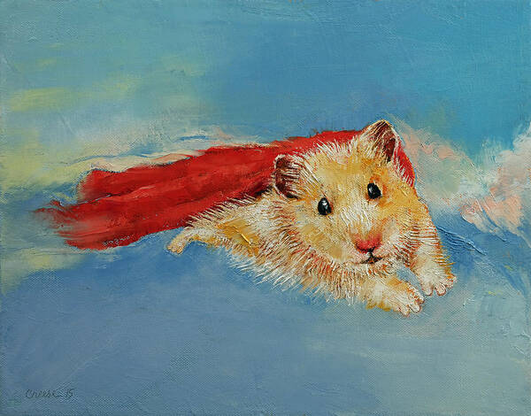 Art Poster featuring the painting Hamster Superhero by Michael Creese
