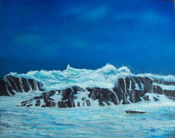 Seascapes Poster featuring the painting Foamy by Tony Rodriguez