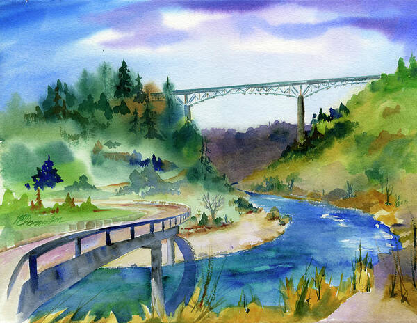 Foresthill Bridge Poster featuring the painting Foresthill Bridge #2 by Joan Chlarson