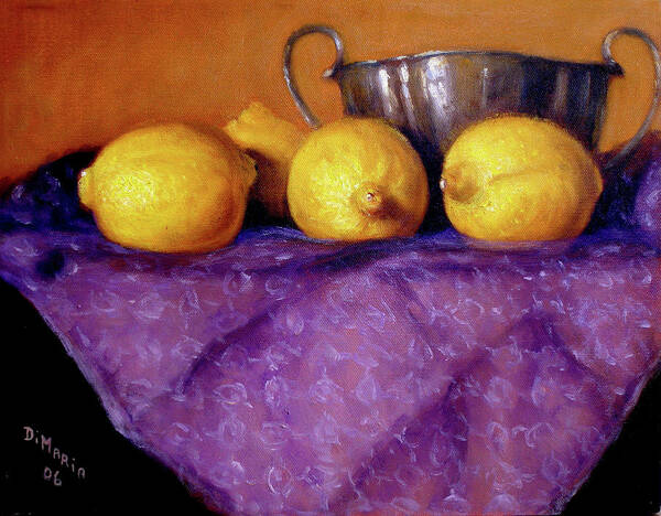 Realism Poster featuring the painting Four Lemons by Donelli DiMaria