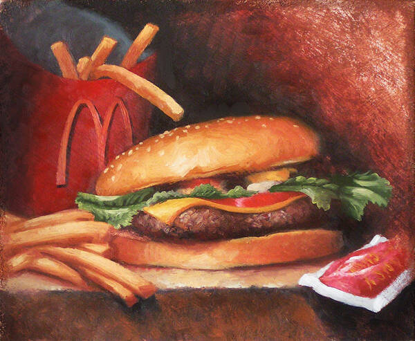 Burger Poster featuring the painting Fries With That by Timothy Jones