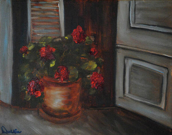 Flowers Poster featuring the painting Front Porch Flowers by Debbie Frame Weibler