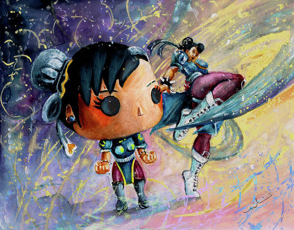 Funko Poster featuring the painting Funko Chun Li by Miki De Goodaboom