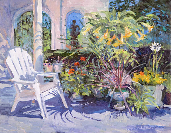 Chair Poster featuring the painting Garden Chair in the Patio by Judith Barath