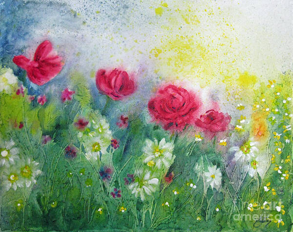 Painting Poster featuring the painting Garden Mist by Daniela Easter